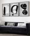 Set Poster Art mural noir gris