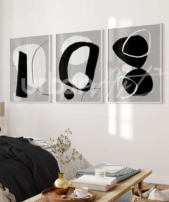 Set Poster Art mural noir gris