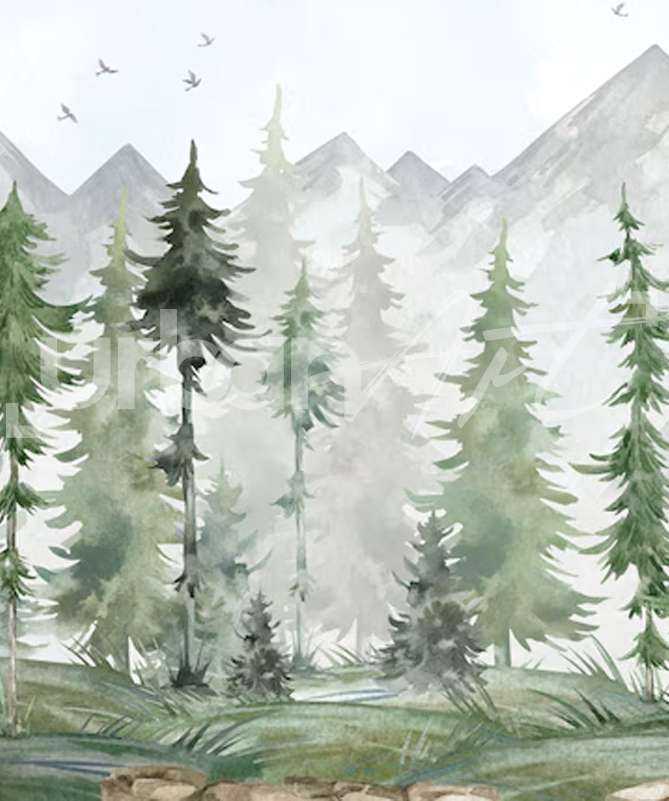 Papier peint aquarelle forêt