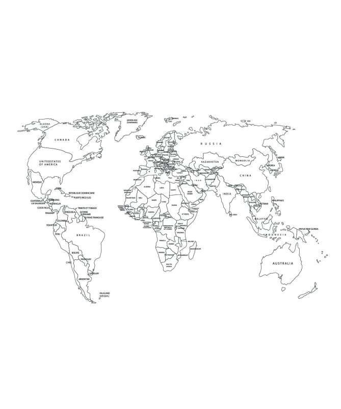 Papier peint carte du monde blan et noir