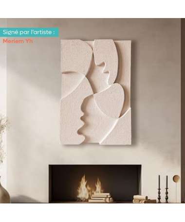 Tableau 3D Murale Blanc Sable