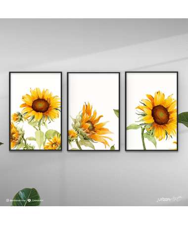 Tableau Nature Tournesols aquarelles colorés