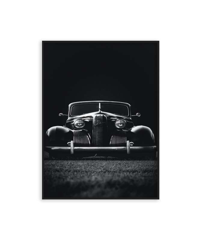 Affiche artistique ancienne voiture vintage noir et blanc art mural  décoration i