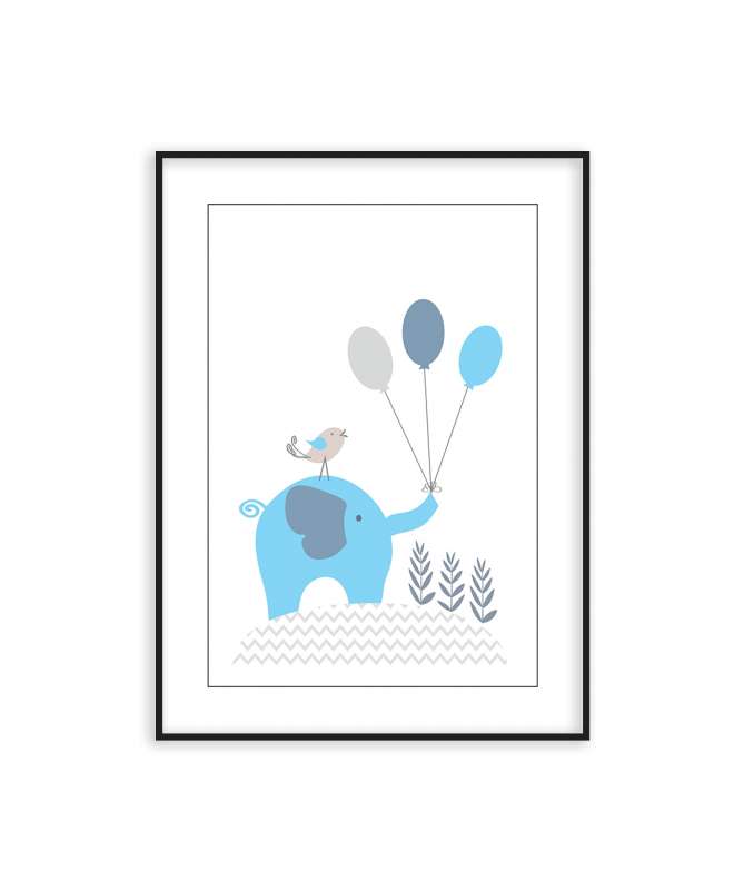 Poster éléphant avec des ballons