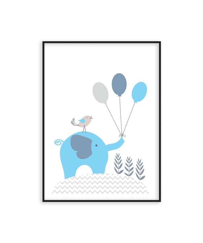 Poster éléphant avec des ballons