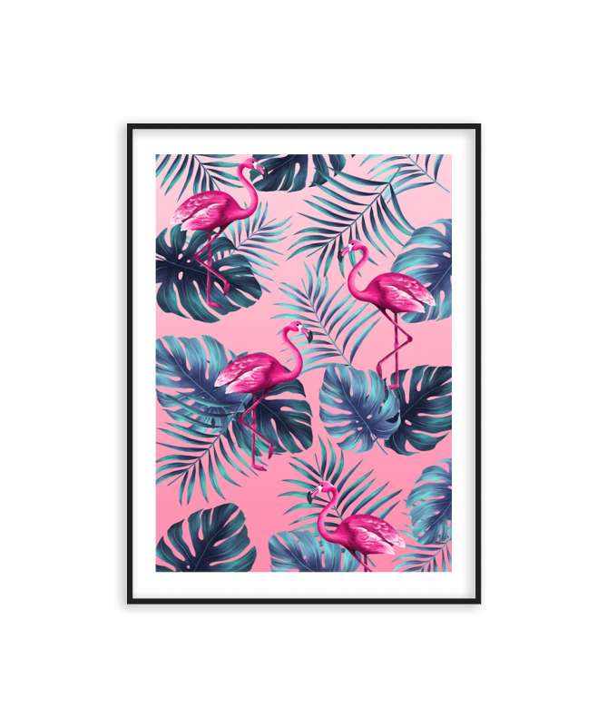 Poster flamant tropical