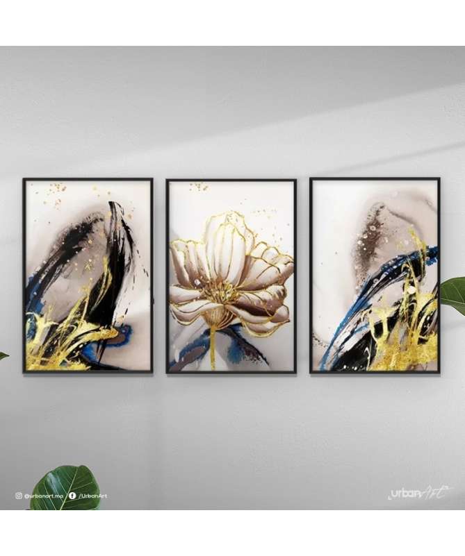 tableau peinture fleurs tableau moderne, tableau gris contemporain art déco  mur