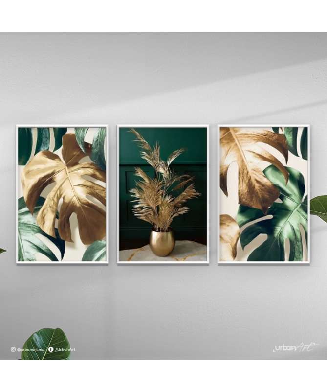 Tableau moderne Green Gold Plant