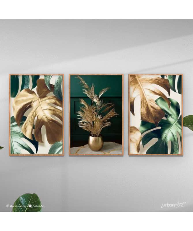 Tableau moderne Green Gold Plant