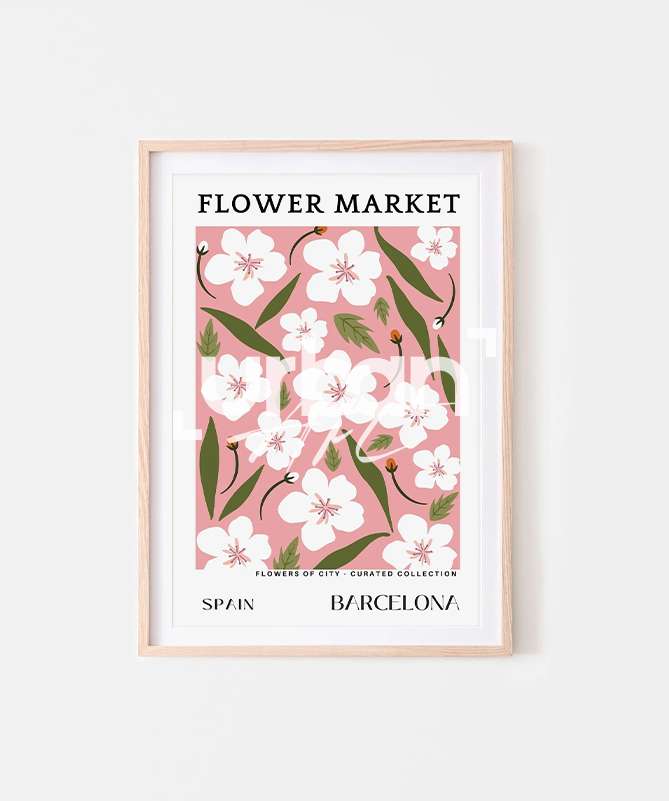 Set Poster Colorful Flower Market