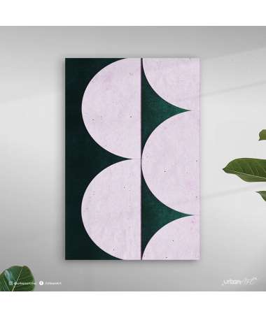 Tableau décoratif - Art géométrique rose vert
