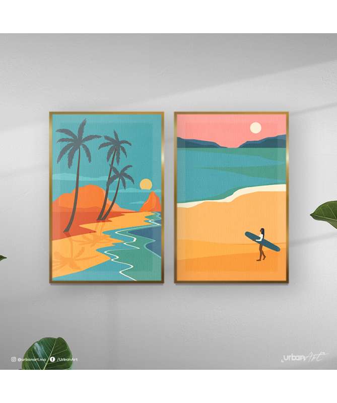Tableau décoratif Soleil, mer et palmiers