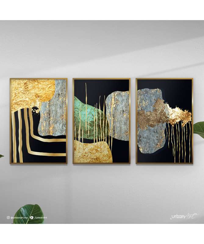 Peintures acrylique de luxe- Tableau triptyque abstrait