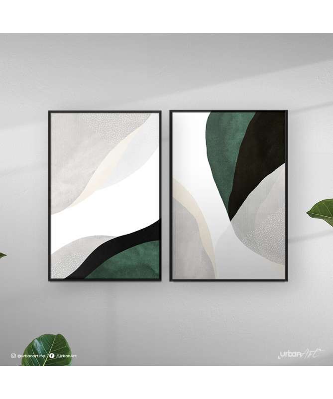 Tableau décoratif abstrait - Art Vert sauge foncé