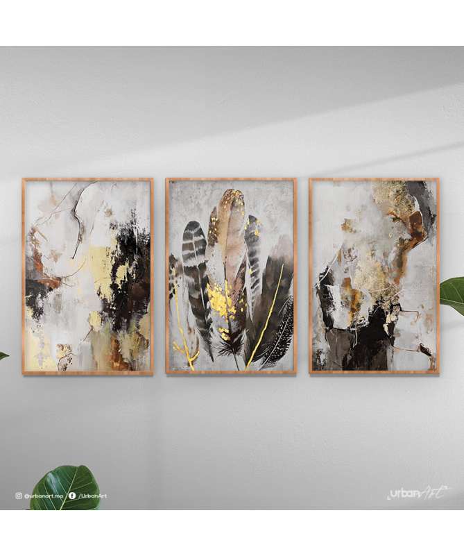 Tableau moderne plumes marron