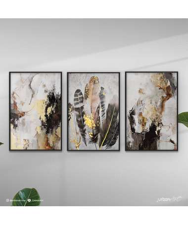 Tableau moderne plumes marron