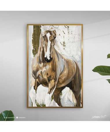 Tableau décoratif Mustang Makarova - Cadre : Doré