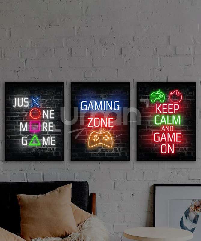 Set Poster Neon Gaming Wall Poster