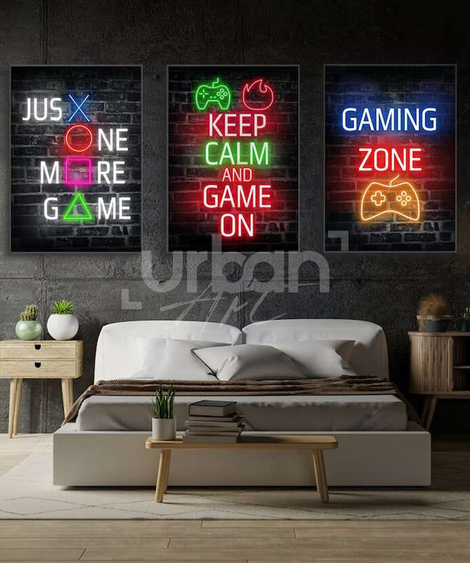neon gaming wall poster- Set de poster