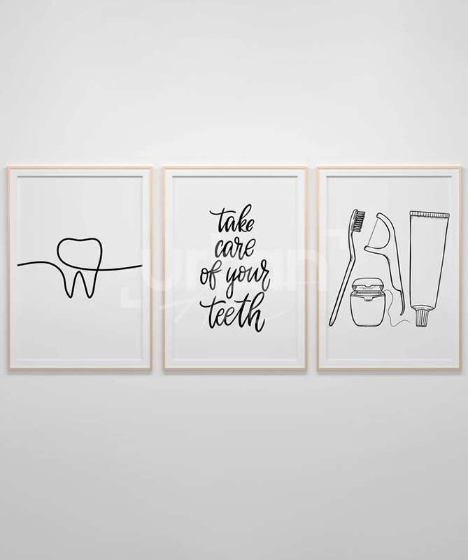 Set Poster Minimalist Dentist Line Art