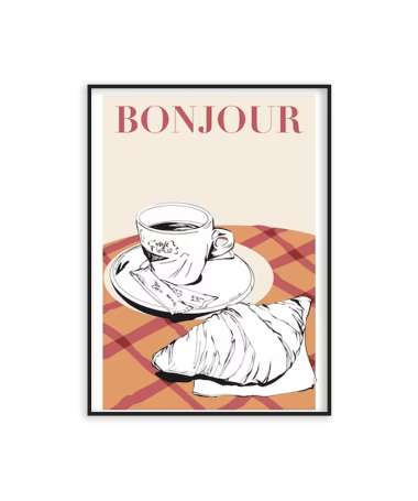 Poster Café français croissant