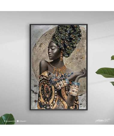 Tableau décoratif Femme Africaine Doré
