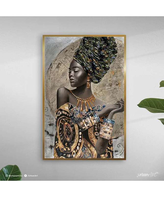Tableau décoratif Femme Africaine Doré
