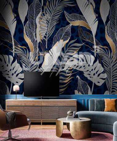 Exotic Blue and Gold Wall