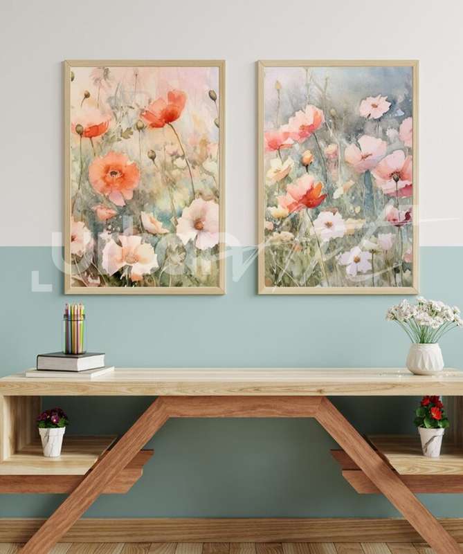 Set Poster Vintage Floral Wall