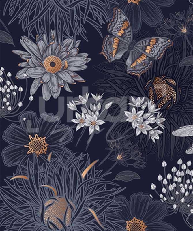 Papier peint Floral Blue