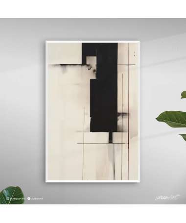 Tableau Abstrait - Peinture abstraite beige noir