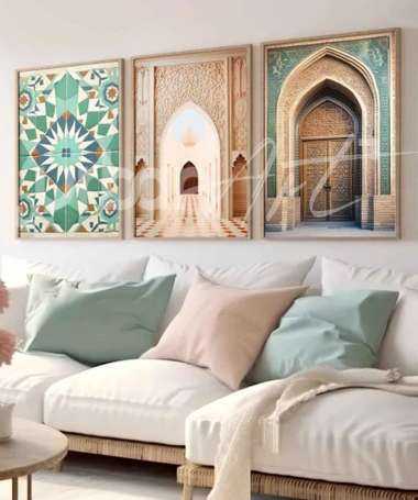 Set de Poster Ensemble d’art mural marocain vert sauge