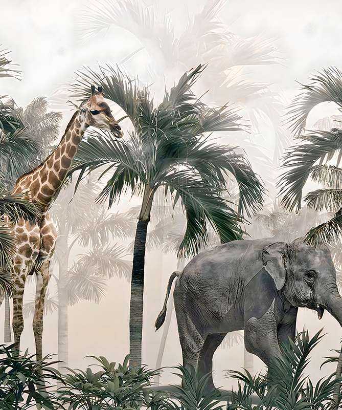 papier peint girafe dans la jungle