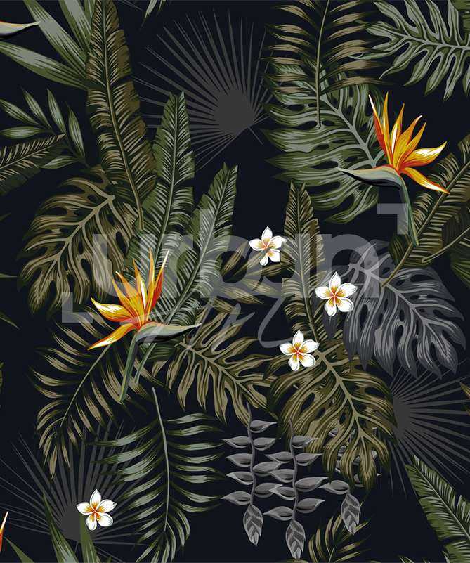 papier peint fleurs tropicales