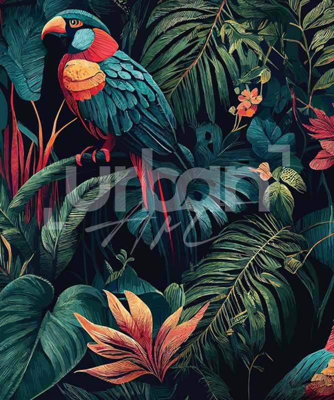 papier peint tropical fleurs