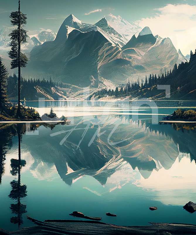 papier peint lac montagne