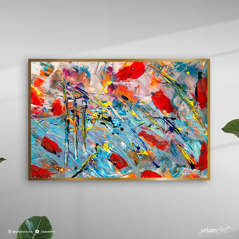 Tableau abstrait coquelicots