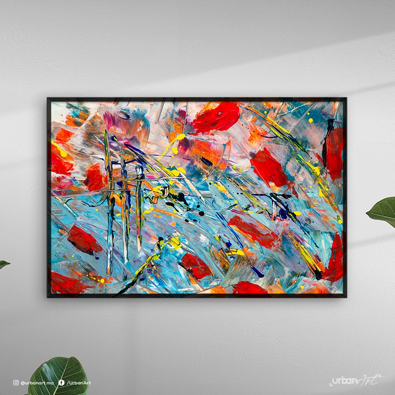 Tableau abstrait coquelicots