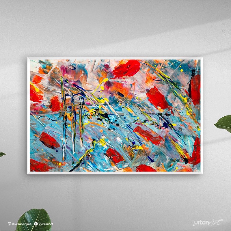 Tableau abstrait coquelicots