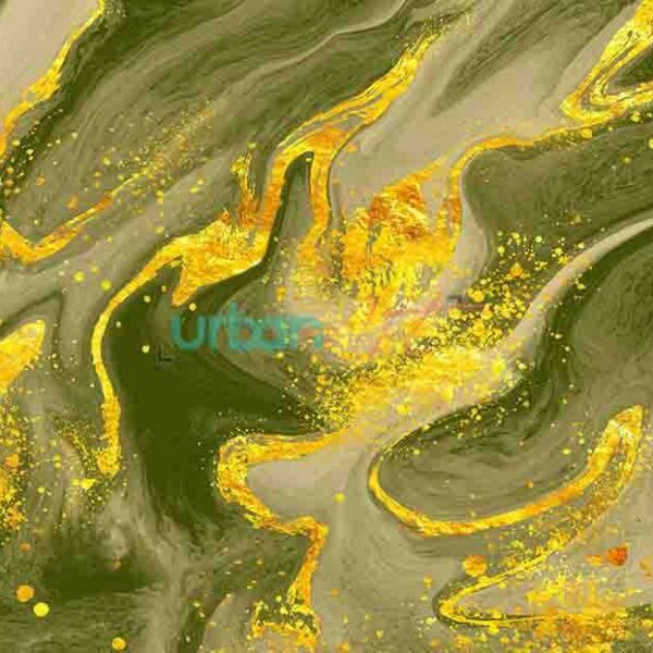 Papier peint abstrait doré vert