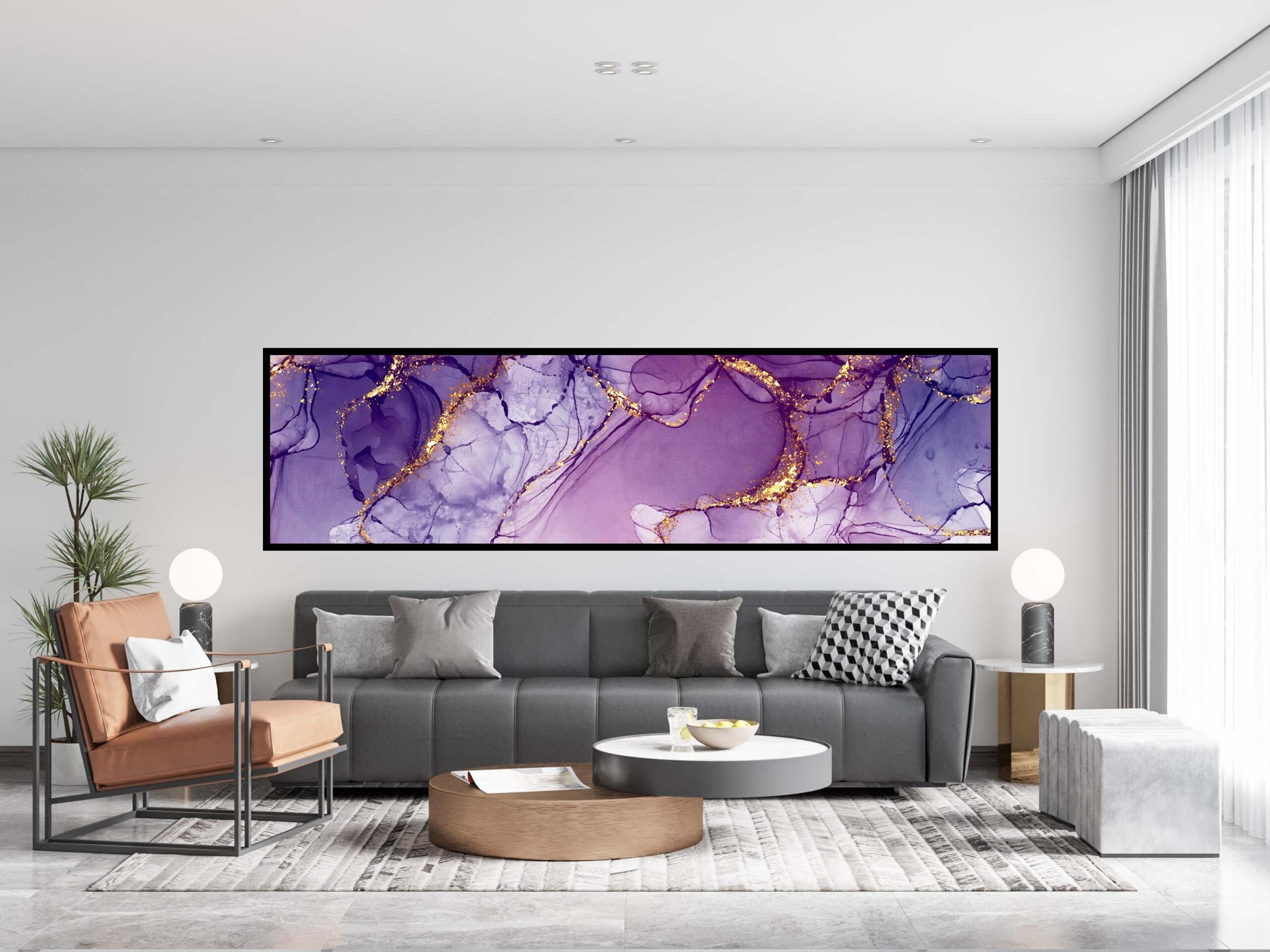 Tableau Abstrait Marbre Violet