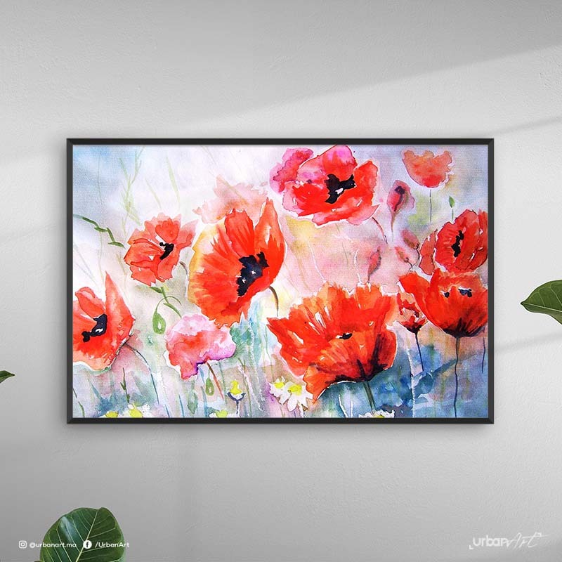 Tableau décoratif Fleurs Rouges