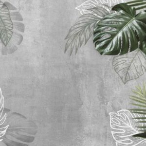Papier peint tropicales feuilles vert