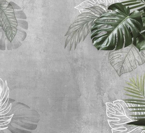 Papier peint tropicales feuilles vert