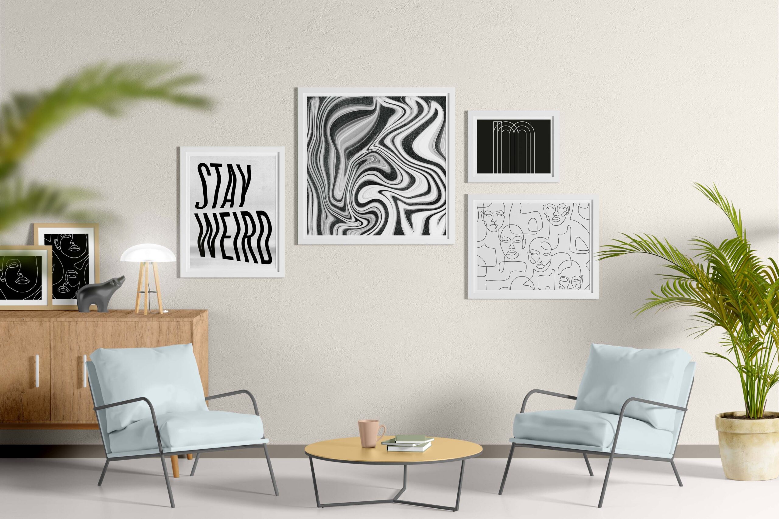 Set Poster Black marble