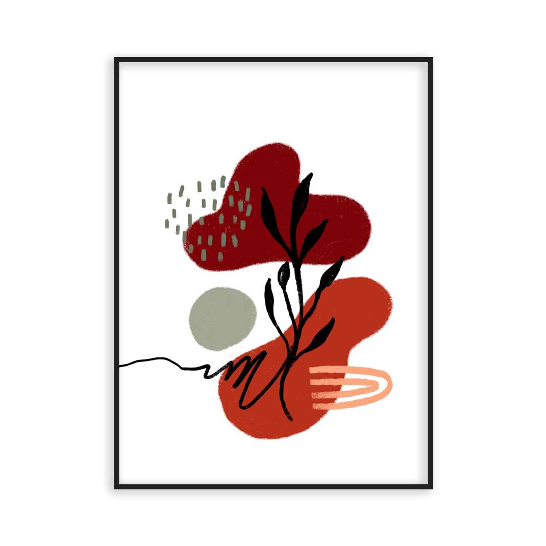 Poster silhouette herbe nuage