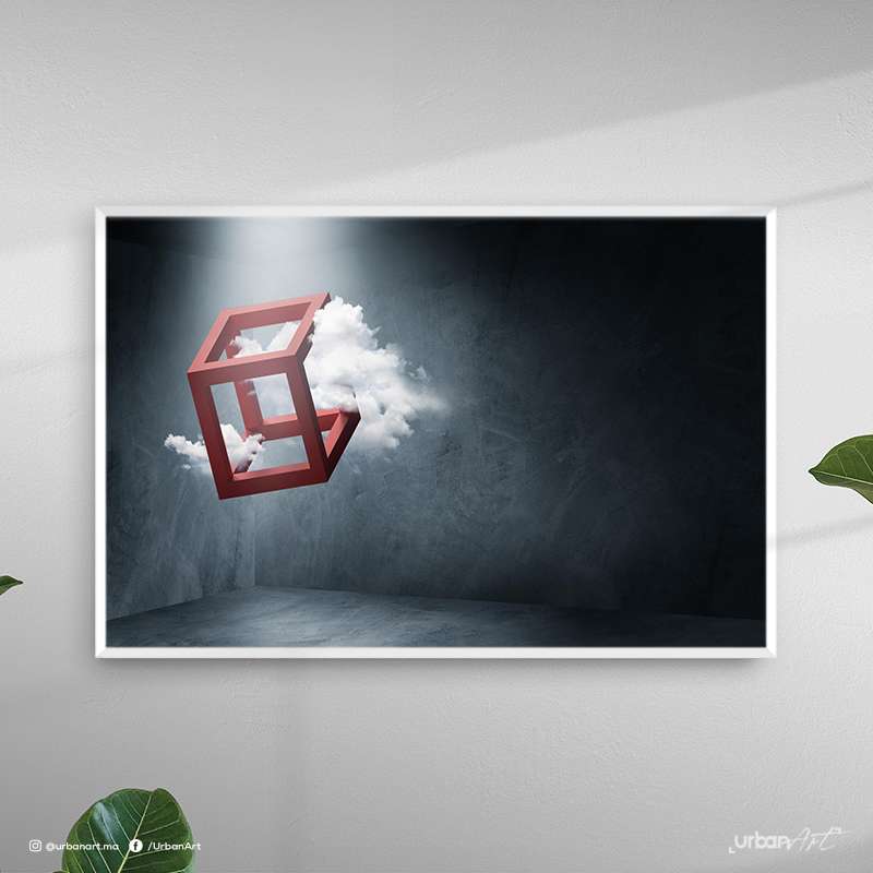 Tableau décoratif cube volant