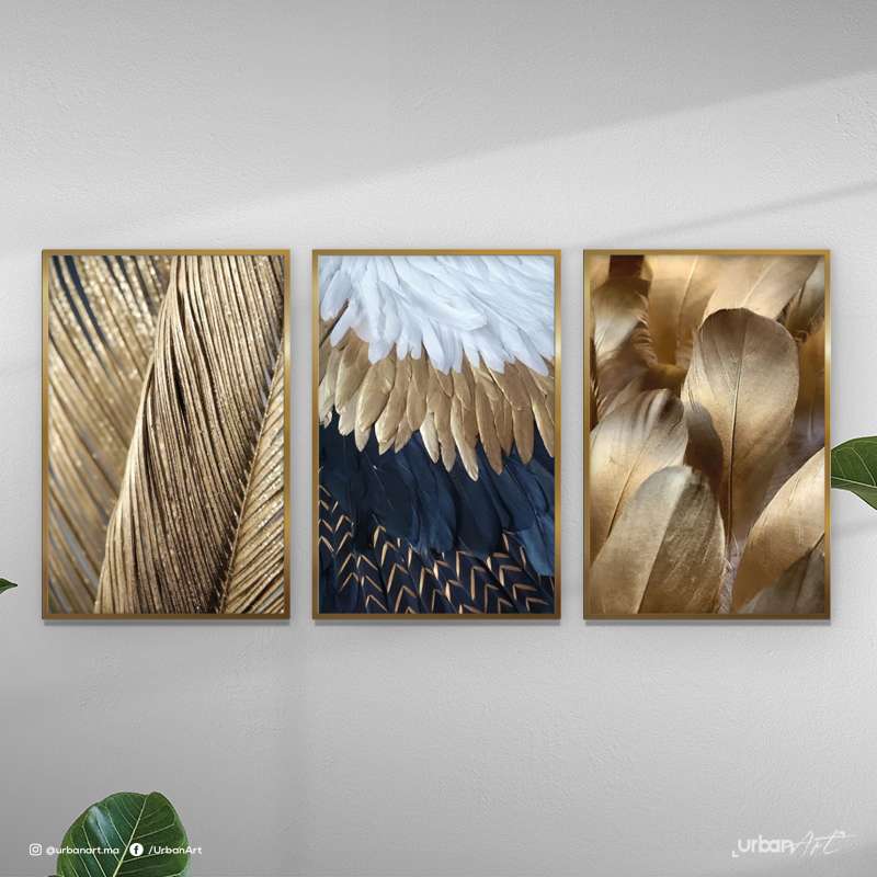 Tableau moderne Golden Blue Wings