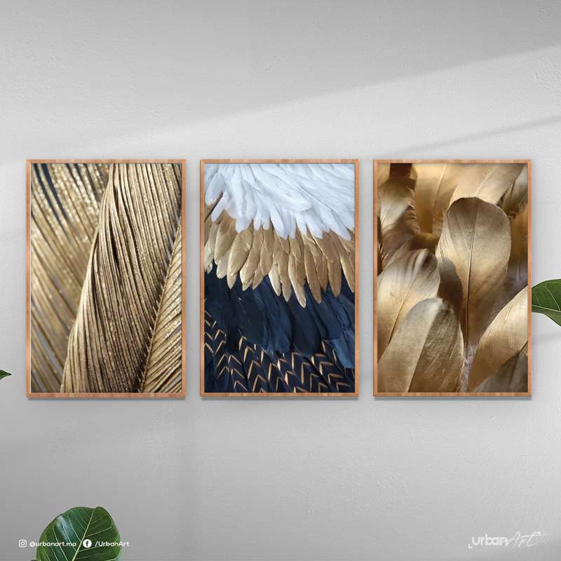 Tableau moderne Golden Blue Wings