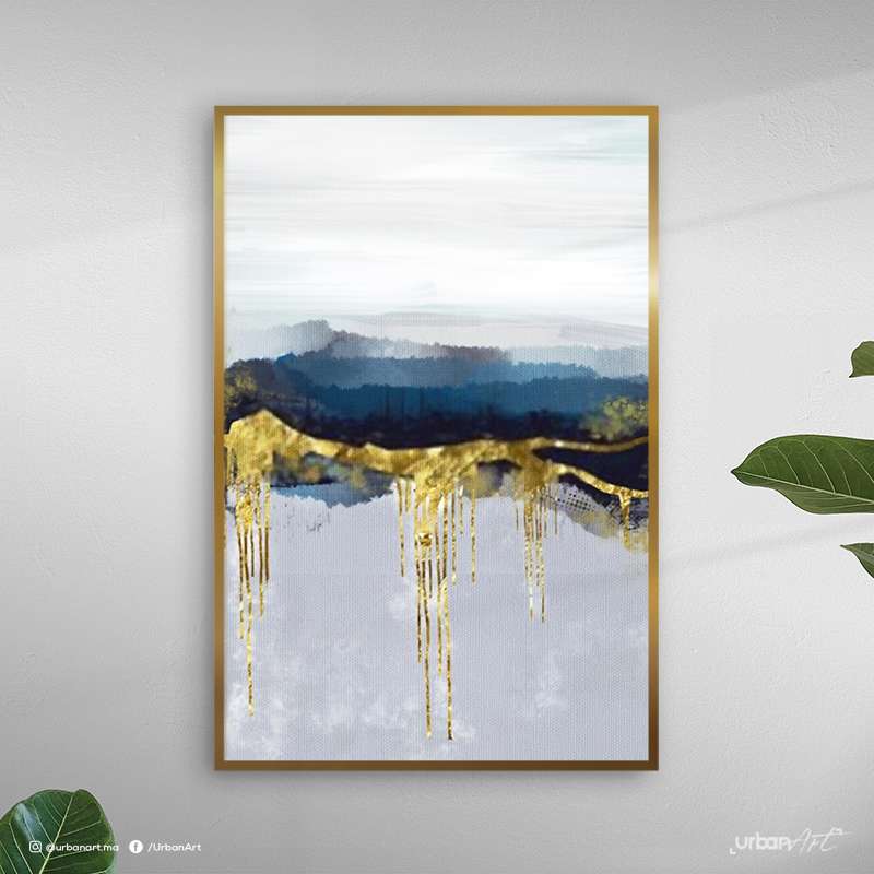 Tableau abstrait art doré